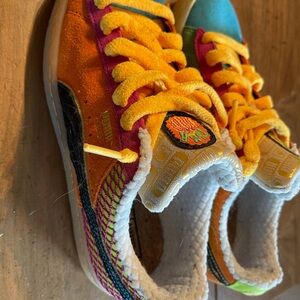 Puma Kids Orange, Yellow & Teal Suede Low-Top Sneakers